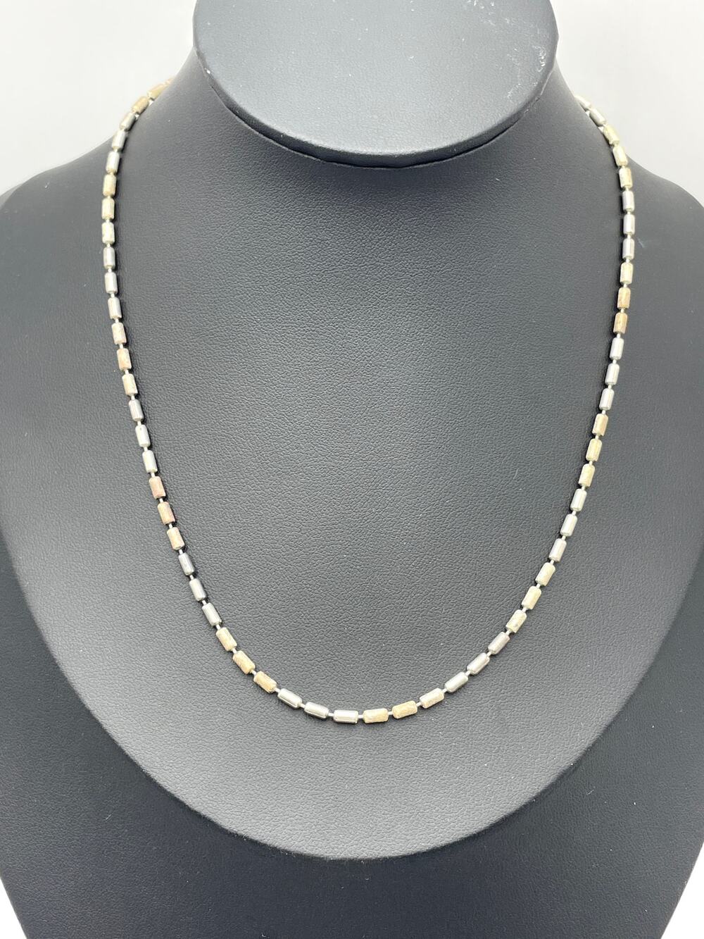 16" Sterling Silver Tube Bead Chain Necklace Arezzo Italy Italian BREV 925 AR